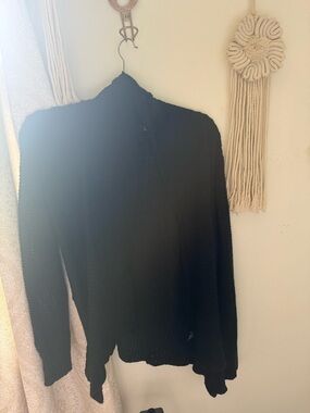 Chesley Black Open-Weave Hooded Cardigan